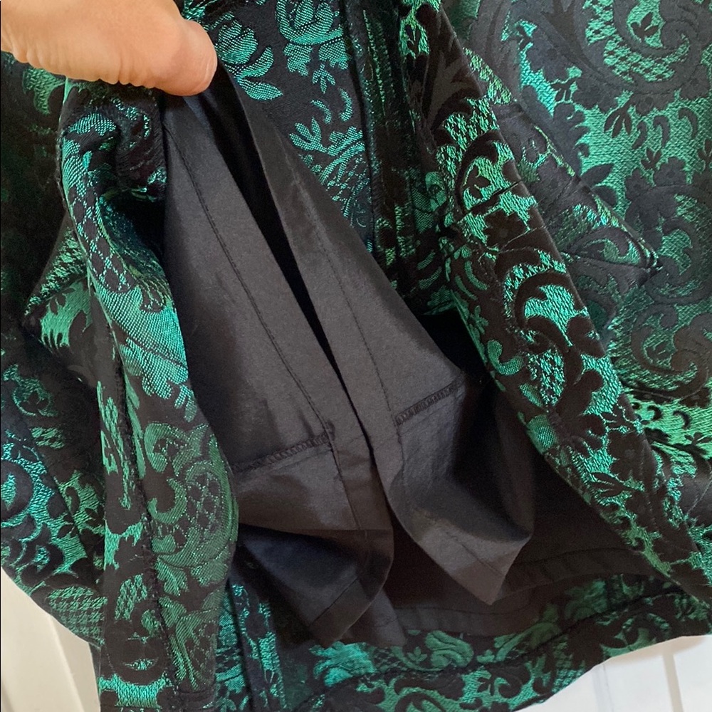 Aidan Mattox Floral Embroidered Lace Green and Black Mini Dress Paisley Formal - Picture 7 of 12
